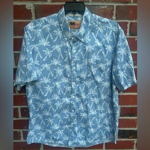 INGEAR Men’s Short Sleeve Button Down All Over Palm Tree Hawaiian XL Shirt E5